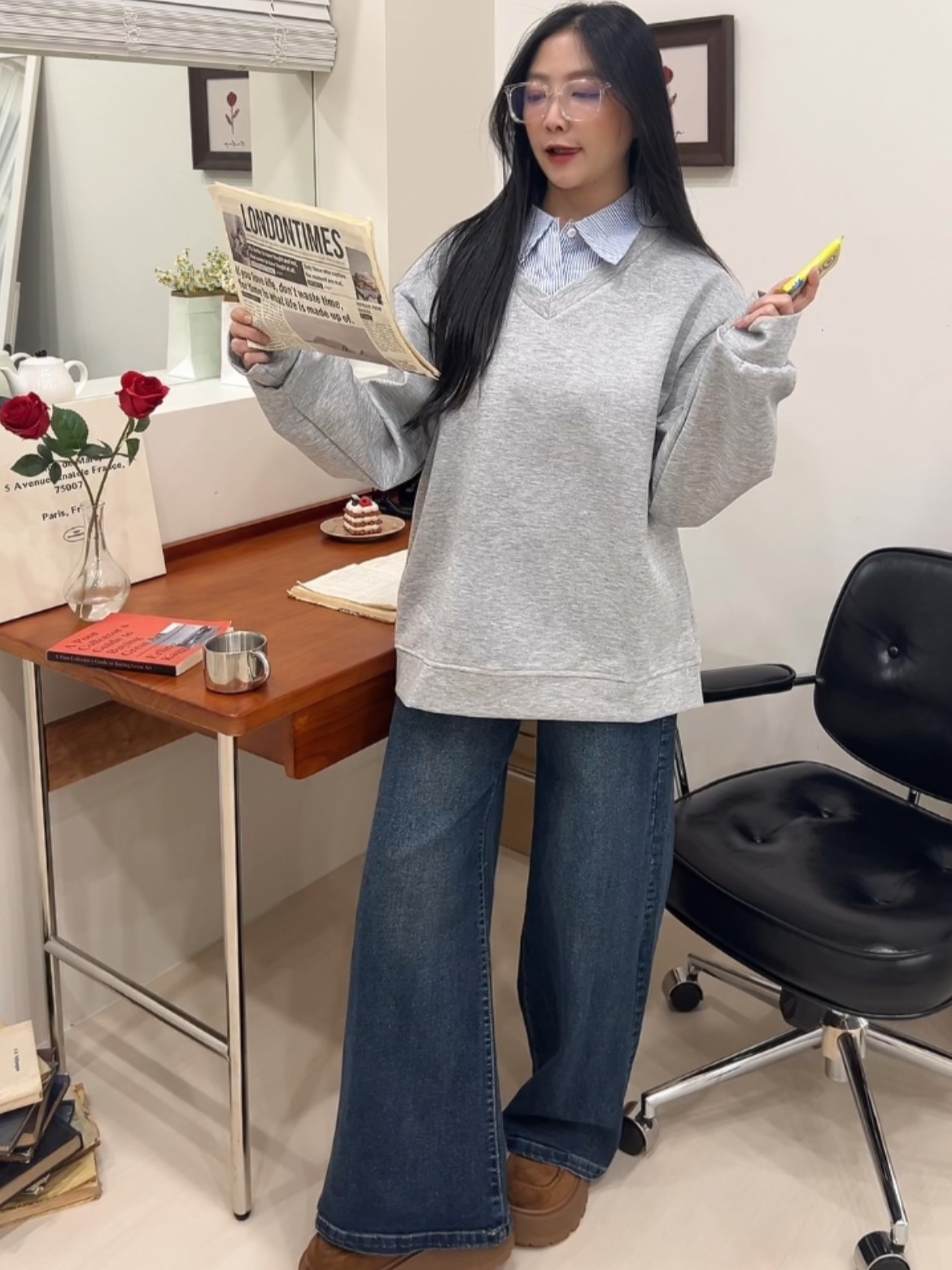 學院風假兩件休閒大學T