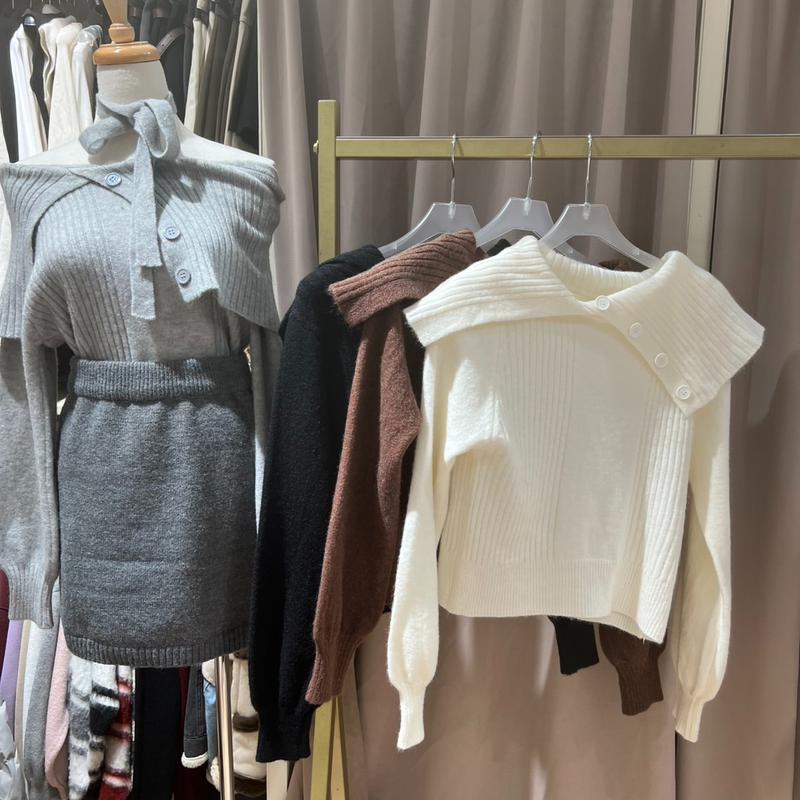 歐逆大翻領設計感針織上衣