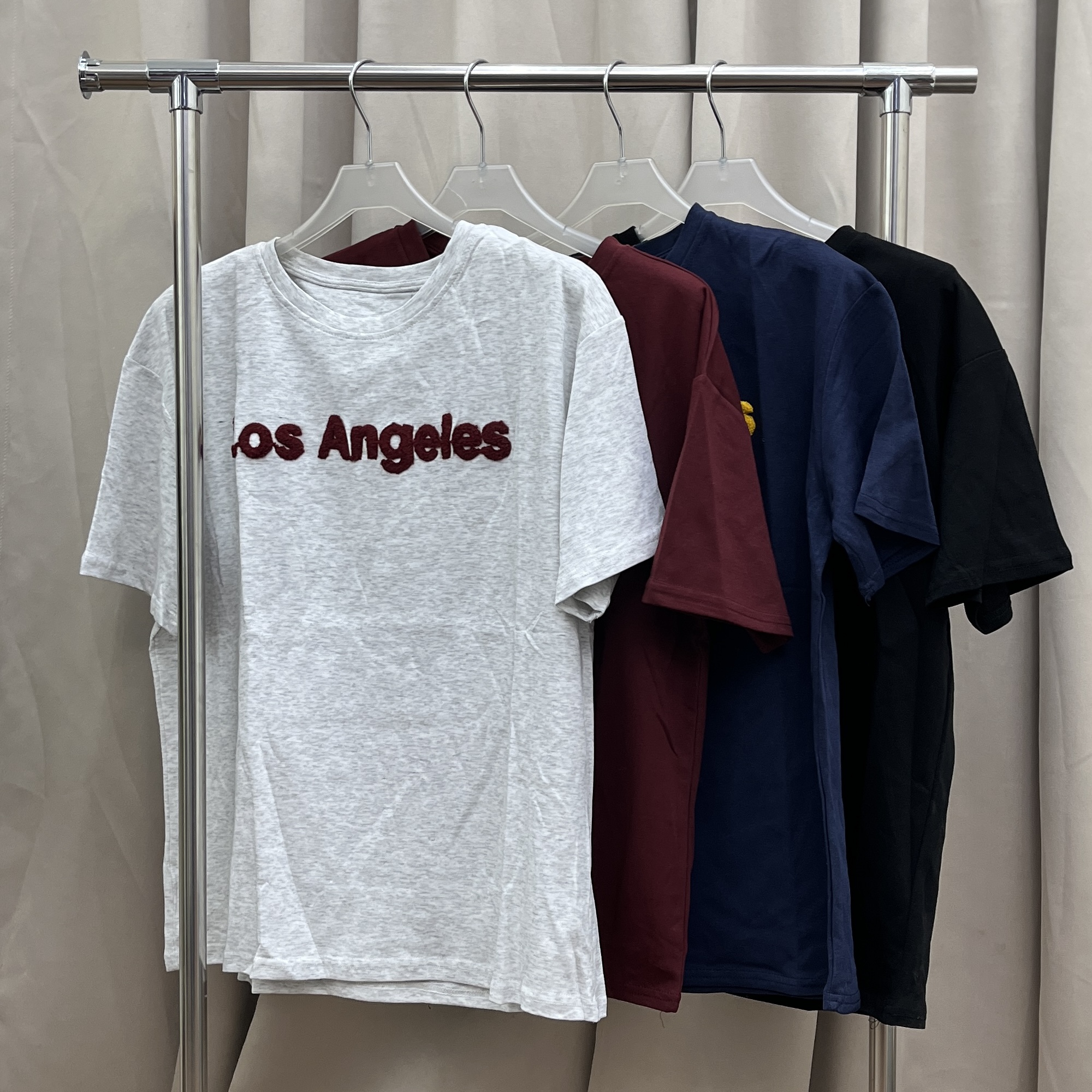 LA立體字撞色設計高磅T