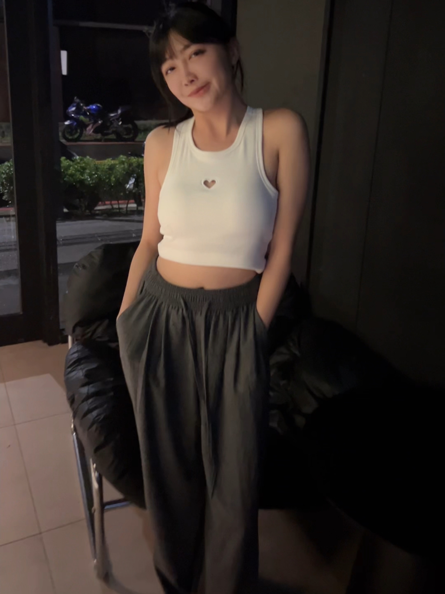螺紋愛心挖洞背心(可拆)