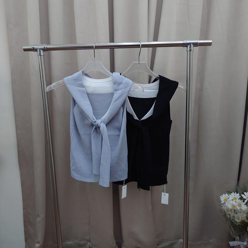 氣質拚色V領背心