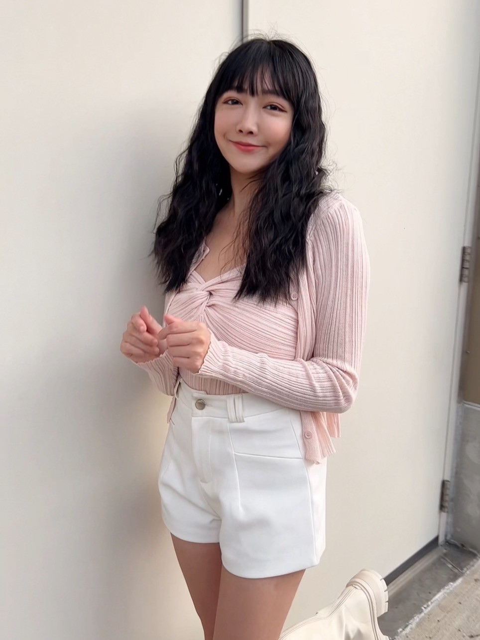 溫柔質感扭結2件式上衣(背心+外套)(2件$998)