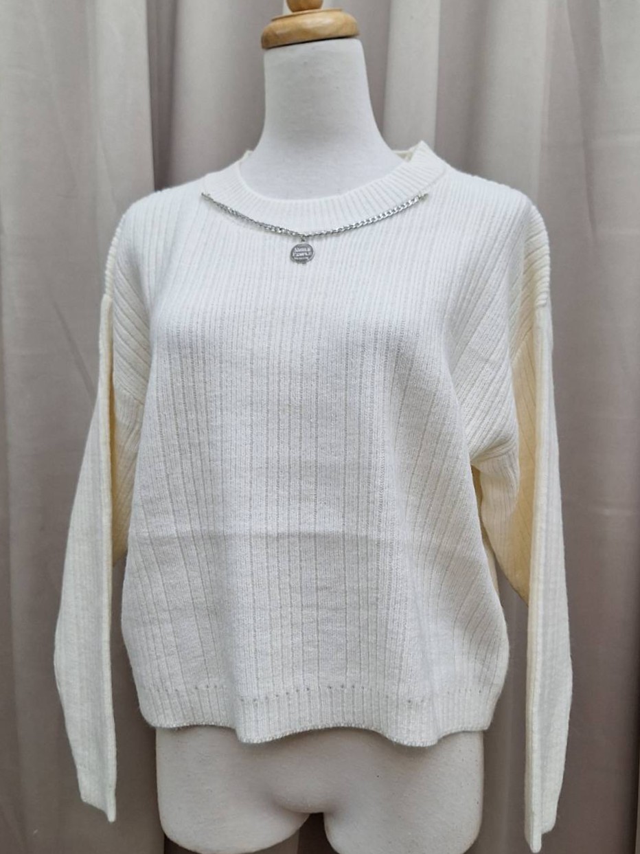 韓感可拆鍊條羅紋針織毛衣<首周限定優惠2件$598中>