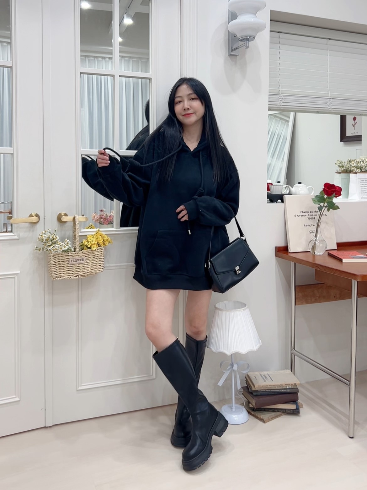 舒適素色加絨連帽大學T<首周限定優惠$680中>