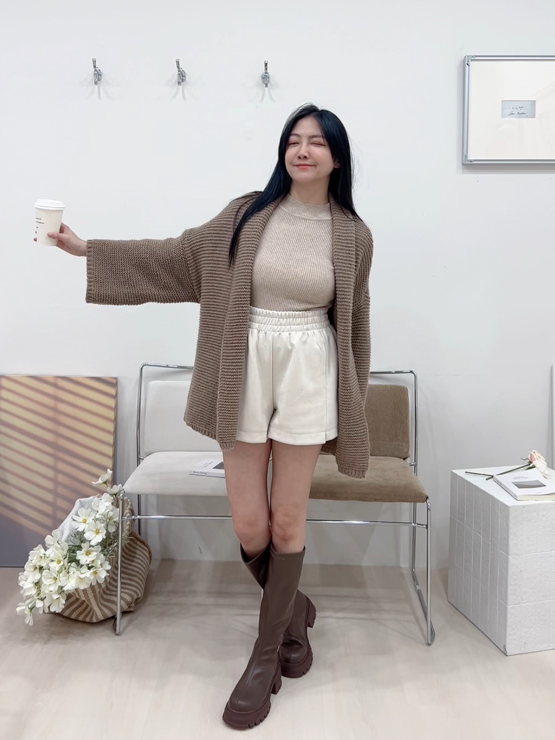 秋冬必備小立領坑條上衣(2件$398)