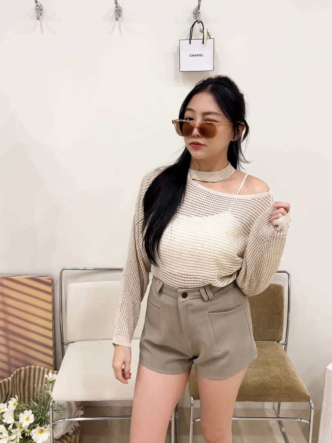 設計感慵懶掛膊針織上衣(首周優惠$499)