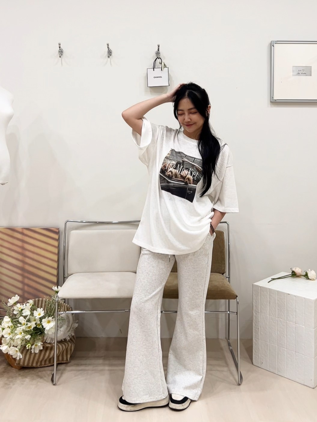 小狗印花休閒寬鬆短袖上衣(首周優惠$399)