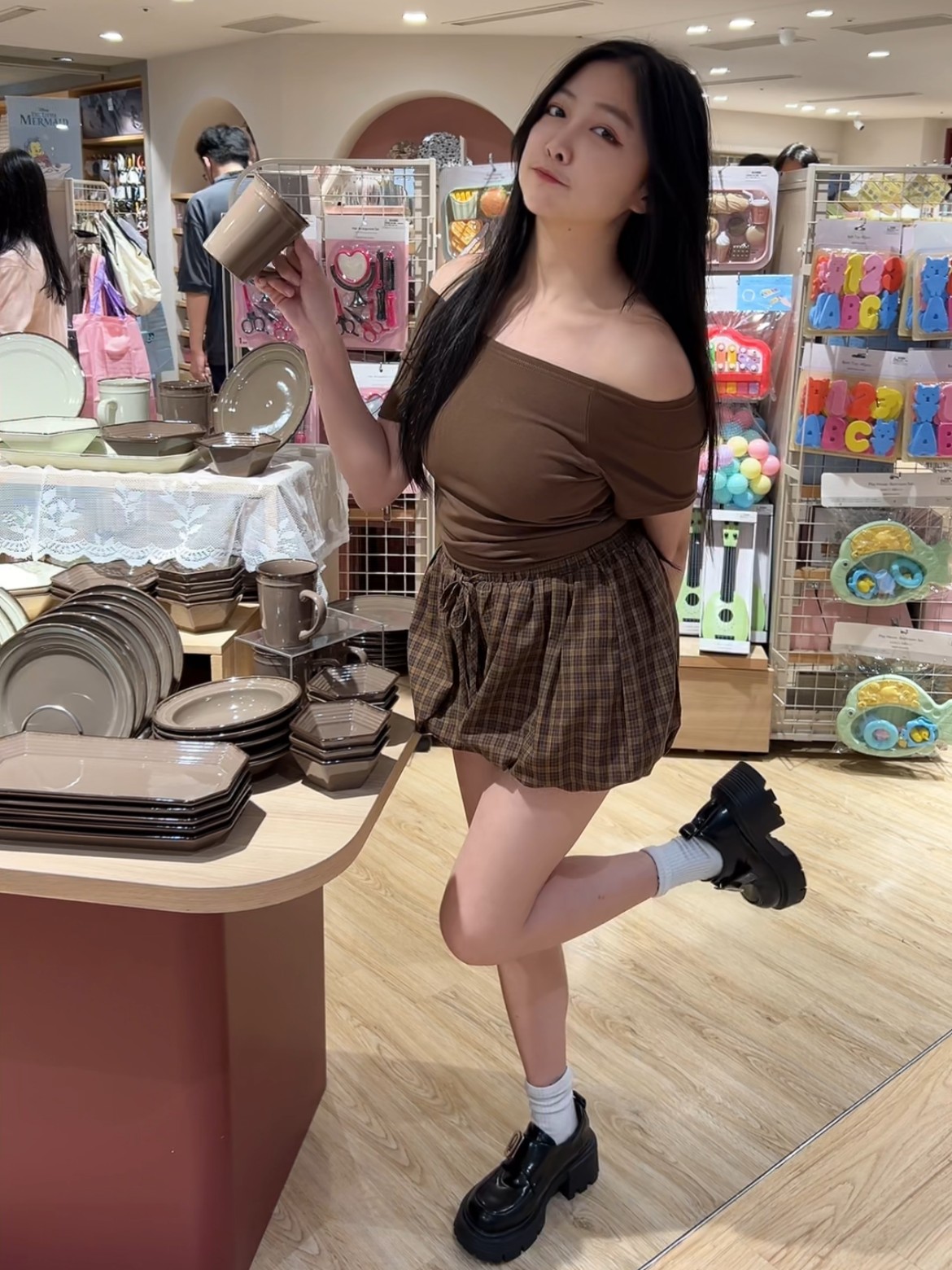 韓版簡約純慾收腰一字肩(不可拆)