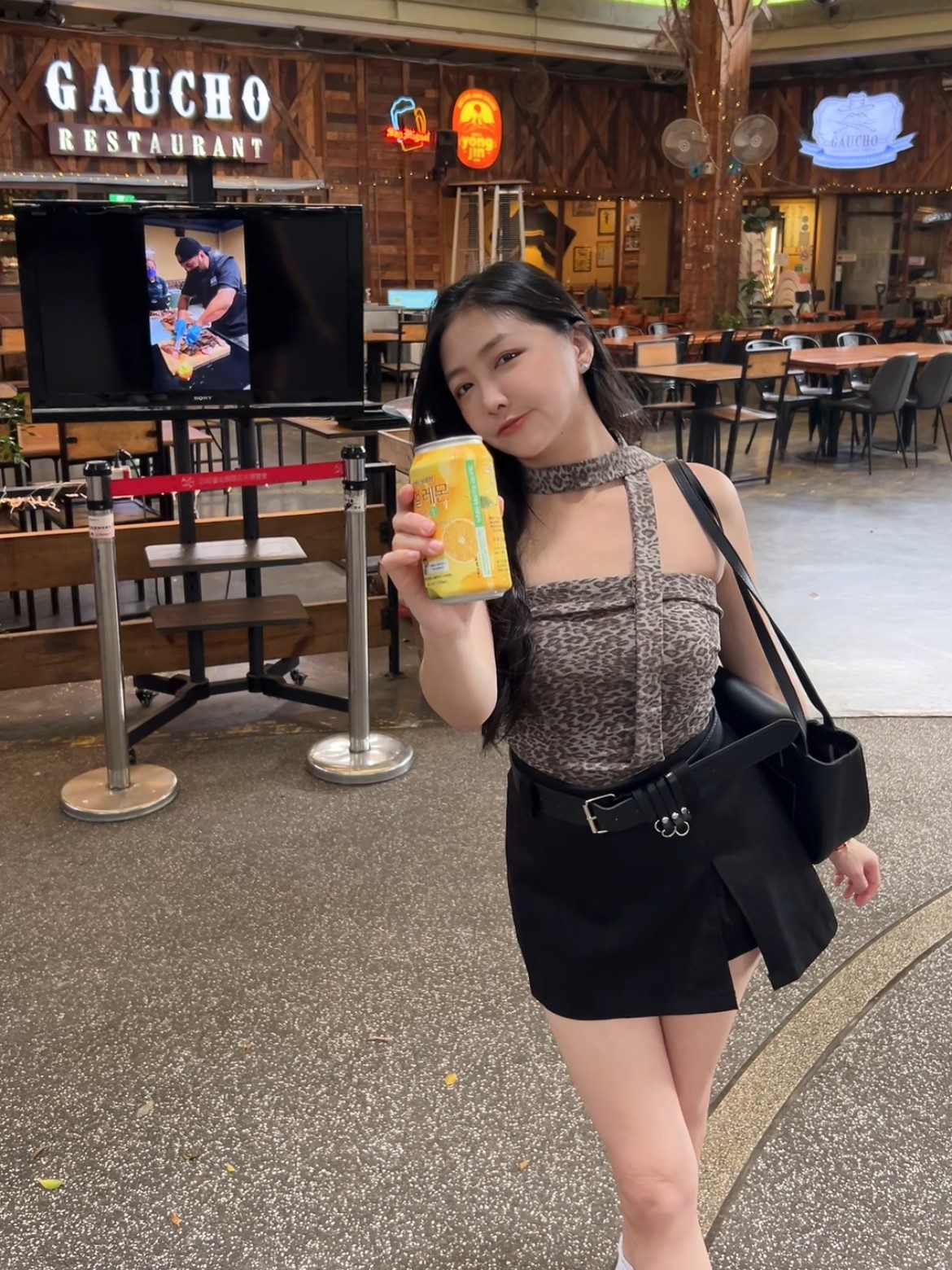 不規則性感豹紋抹胸(不可拆)(附綁帶)