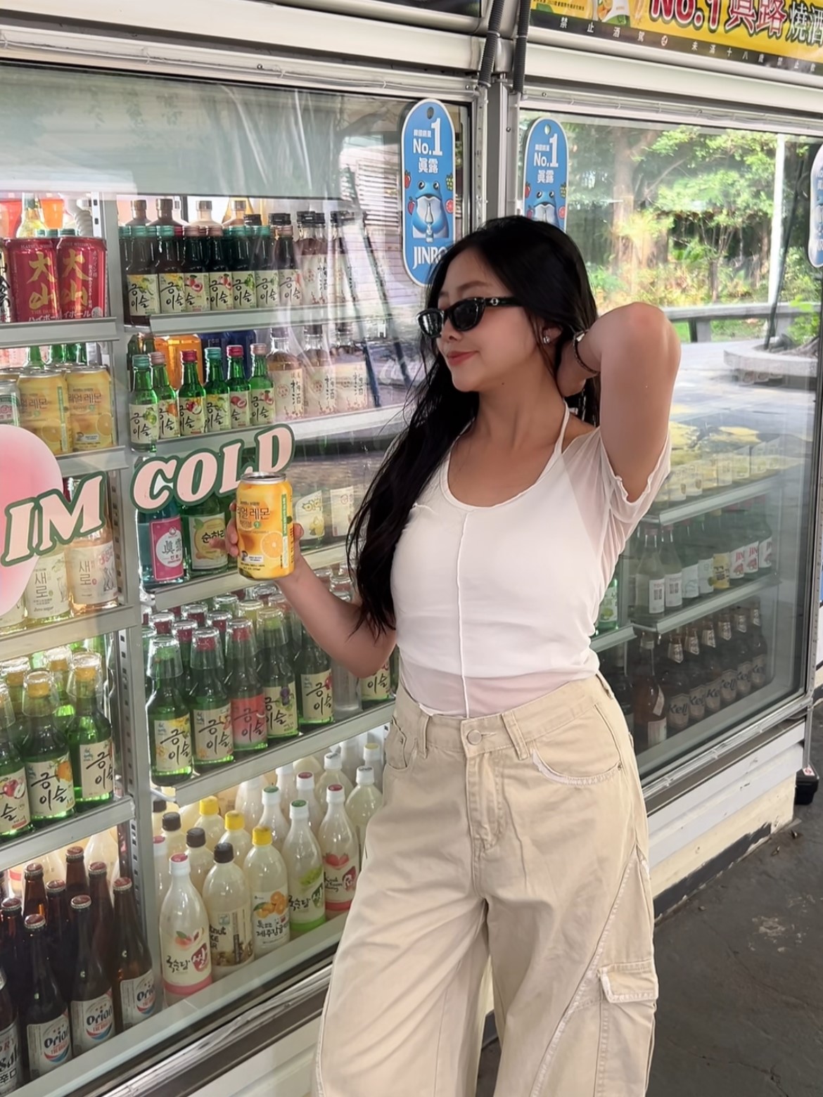 大U領車線挂脖背心套裝(背心+罩衫)(可拆)