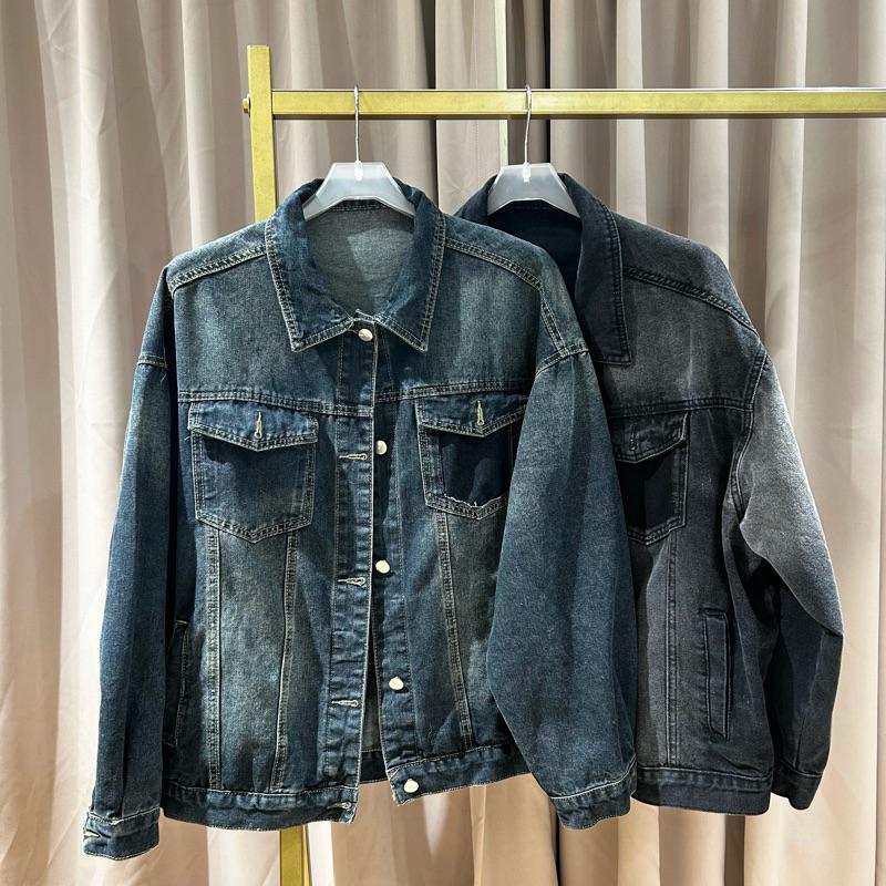 復古刷色牛仔外套(男女共穿)