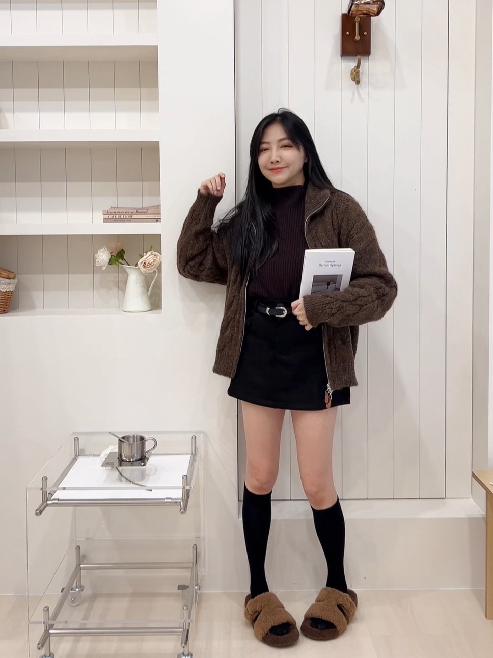 秋冬高領慵懶拉鍊毛衣外套