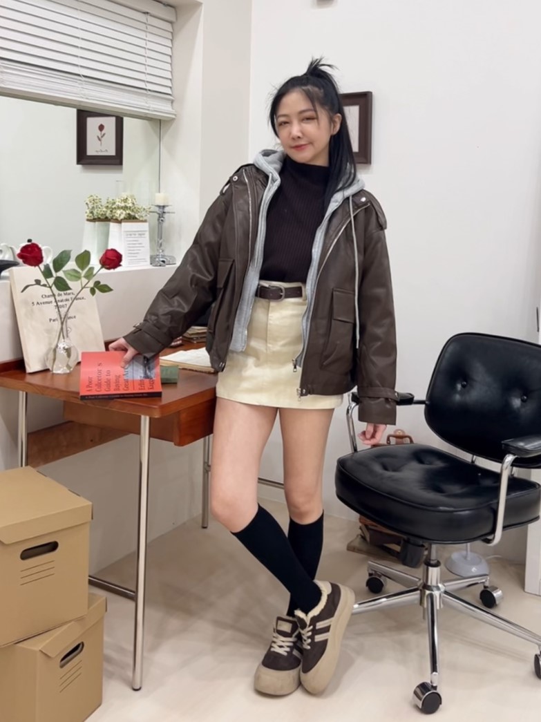 假兩件連帽皮外套<首周限定優惠$1130中>