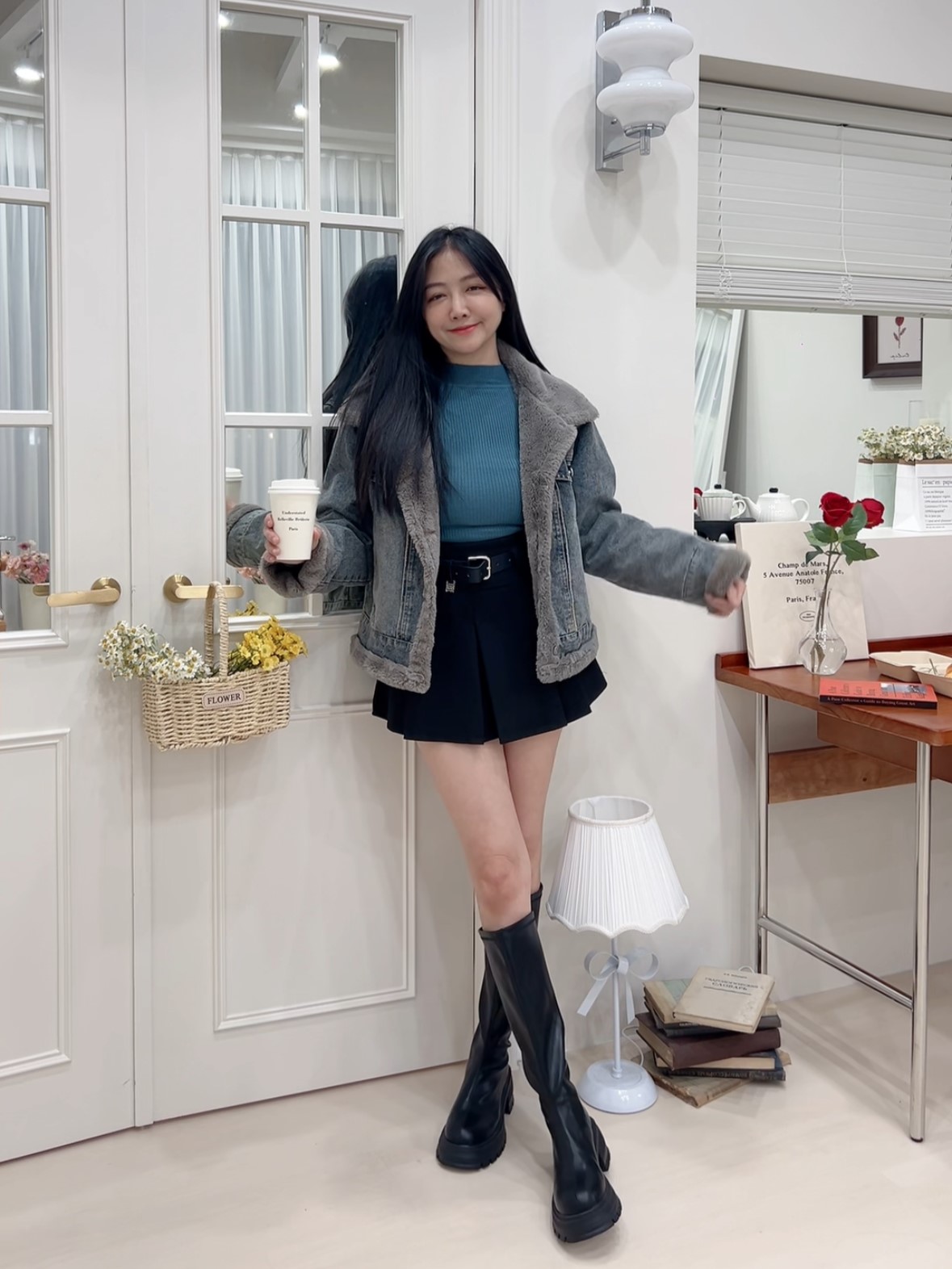 率性層次牛仔羊羔毛外套<首周限定優惠$1310中>