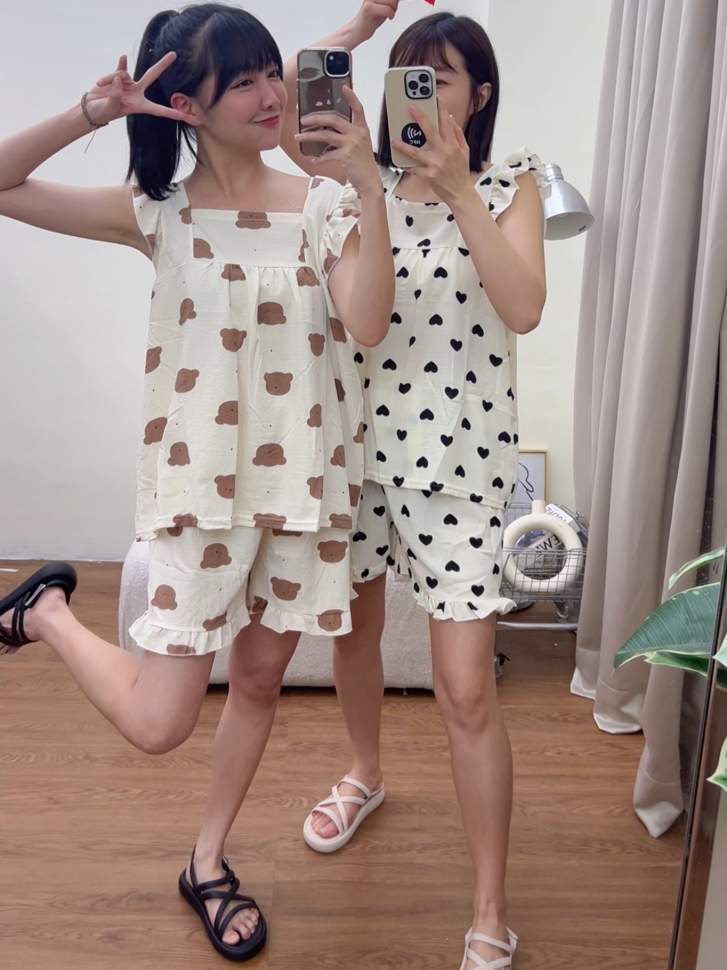 少女感荷葉邊居家套裝(背心+短褲)