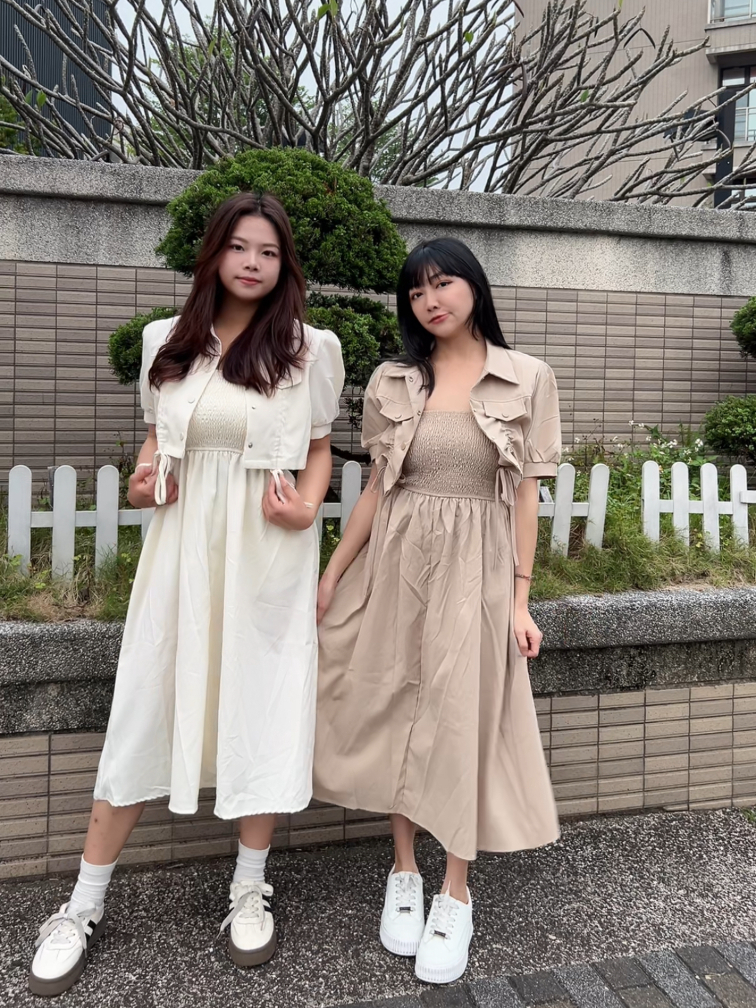 短外套細肩帶洋裝套裝(外套+洋裝)
