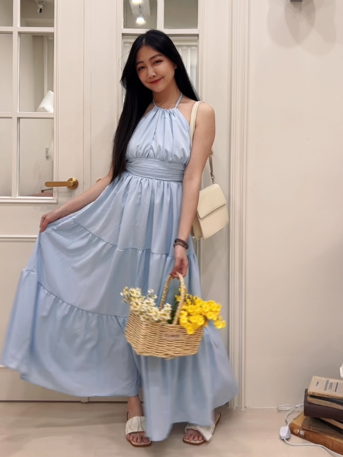 度假露背綁帶長裝(首周優惠超狂599)