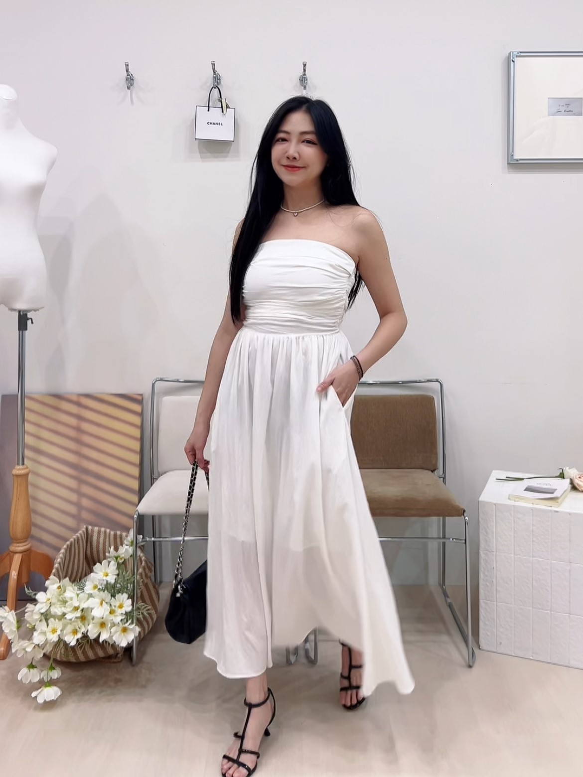 平口修身抓皺連身裙(首周優惠$599)