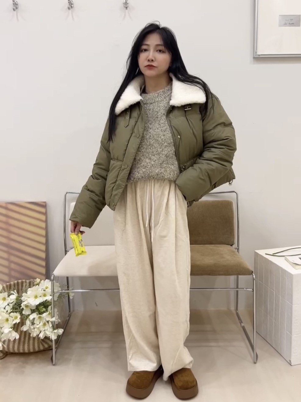 柔嫩抽繩休閒寬褲