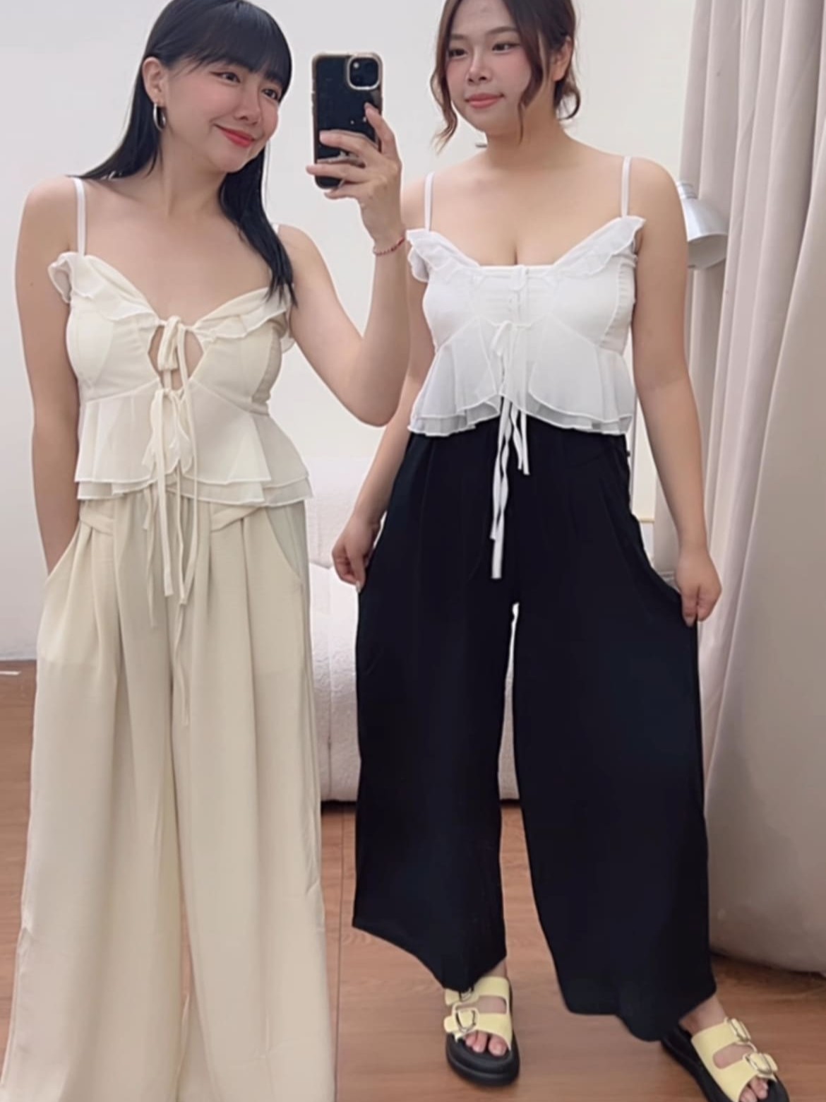 造型口袋抽繩棉麻長褲