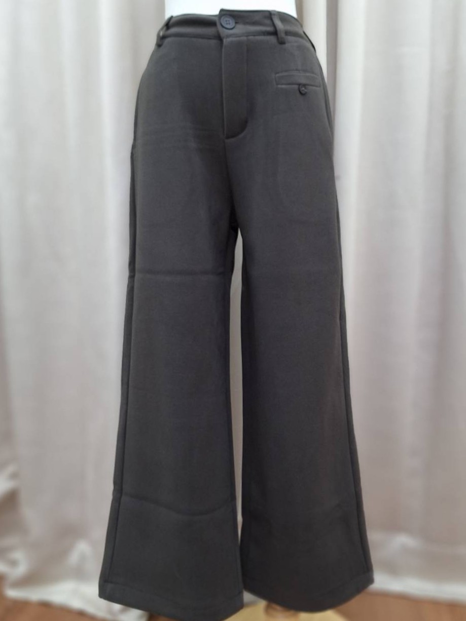 單釦口袋加絨保暖闊腿褲<首周限定優惠$790中>