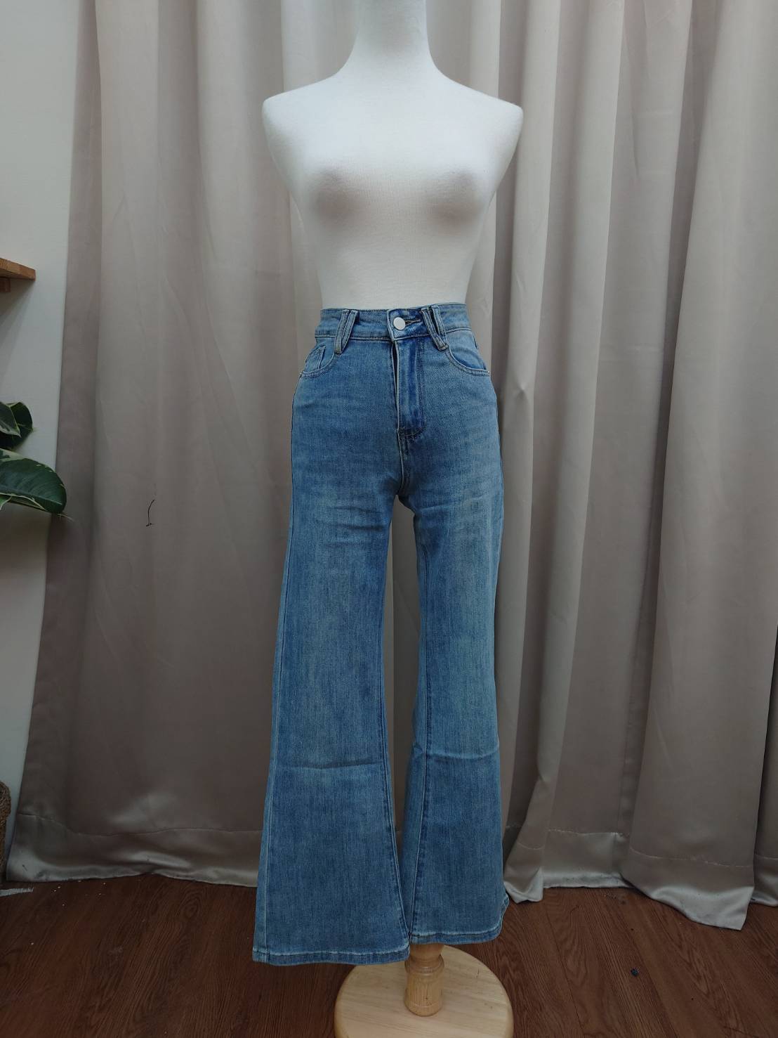 高腰復古微喇叭牛仔寬褲