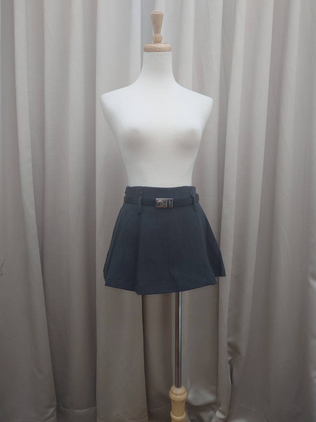 顯瘦高腰百褶褲裙(附皮帶)