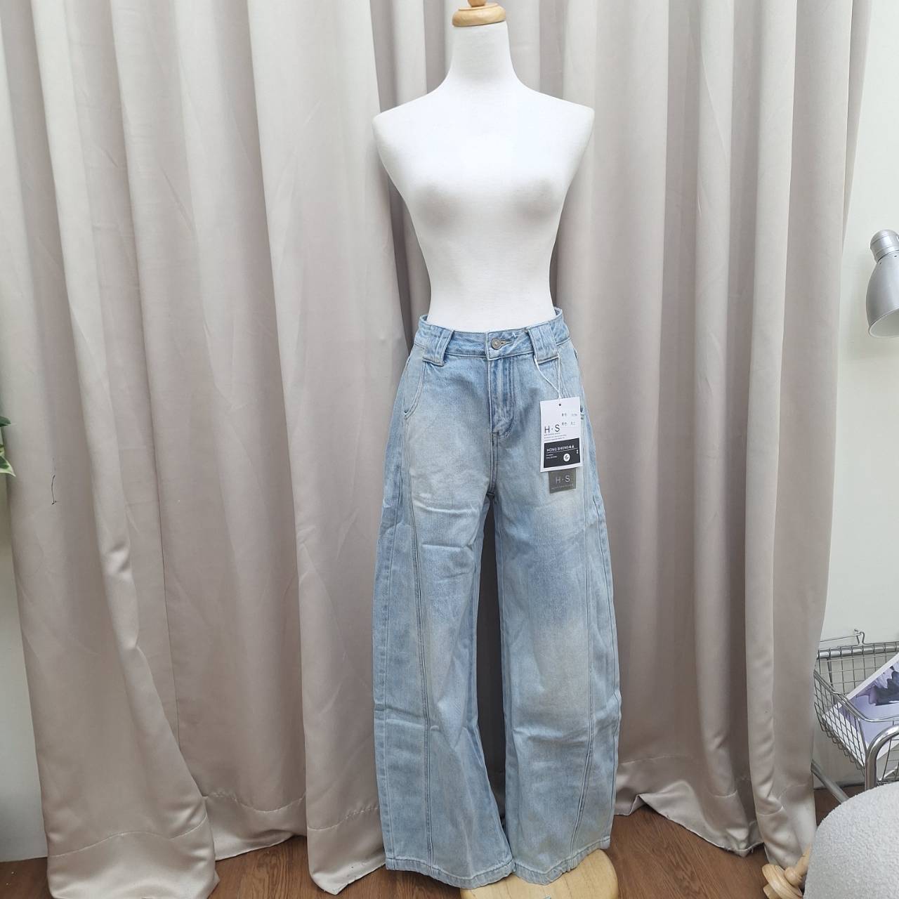 韓系時髦復古車線彎刀牛仔褲