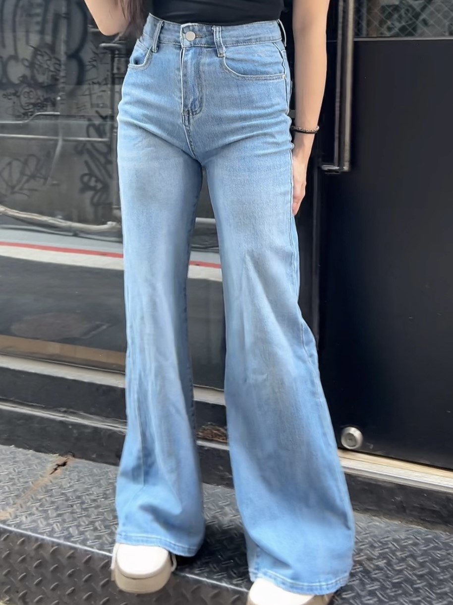 春夏百搭顯瘦微喇牛仔長褲