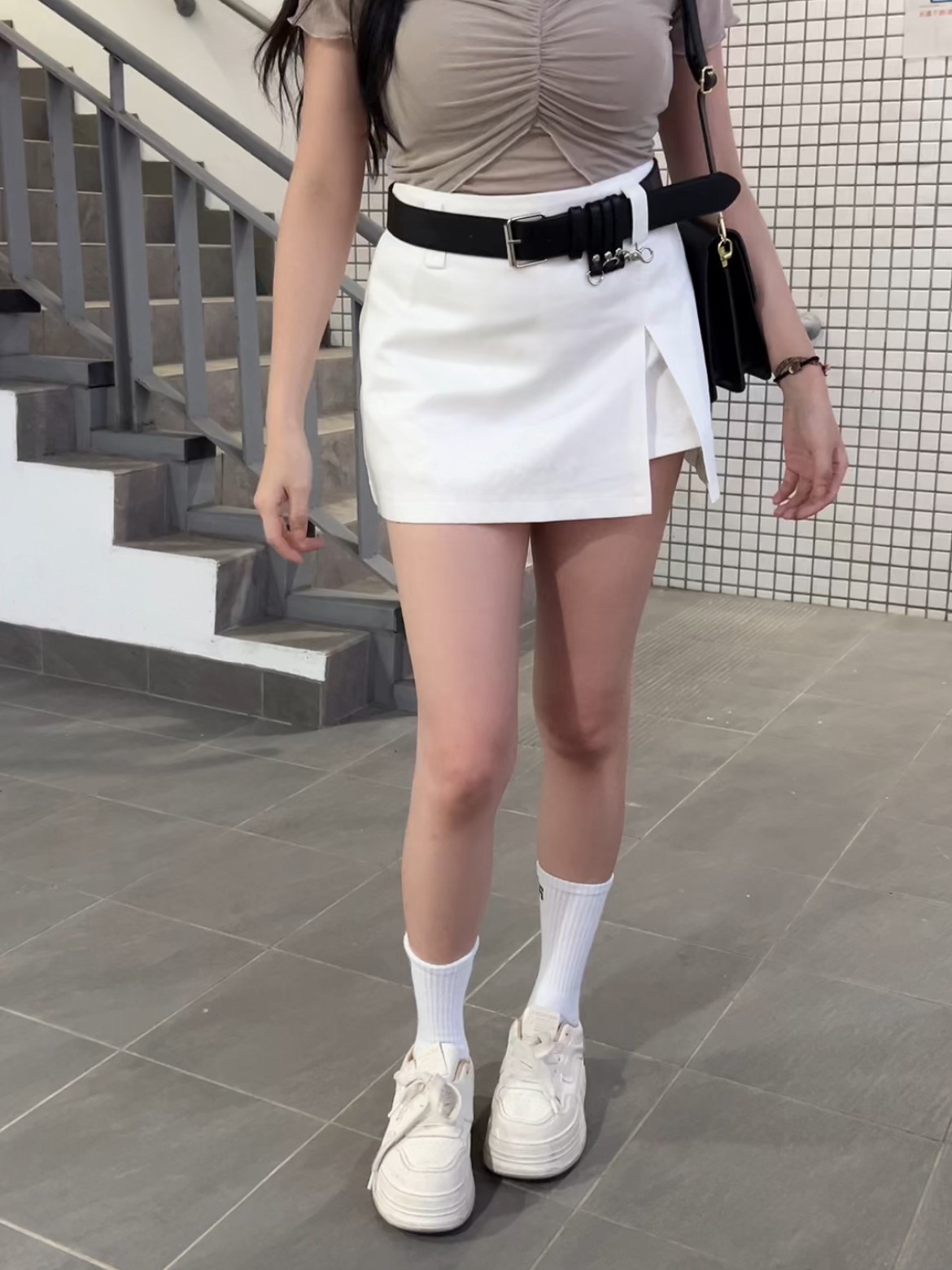 韓系開岔西裝褲裙(附皮帶)(版型偏小S=M)