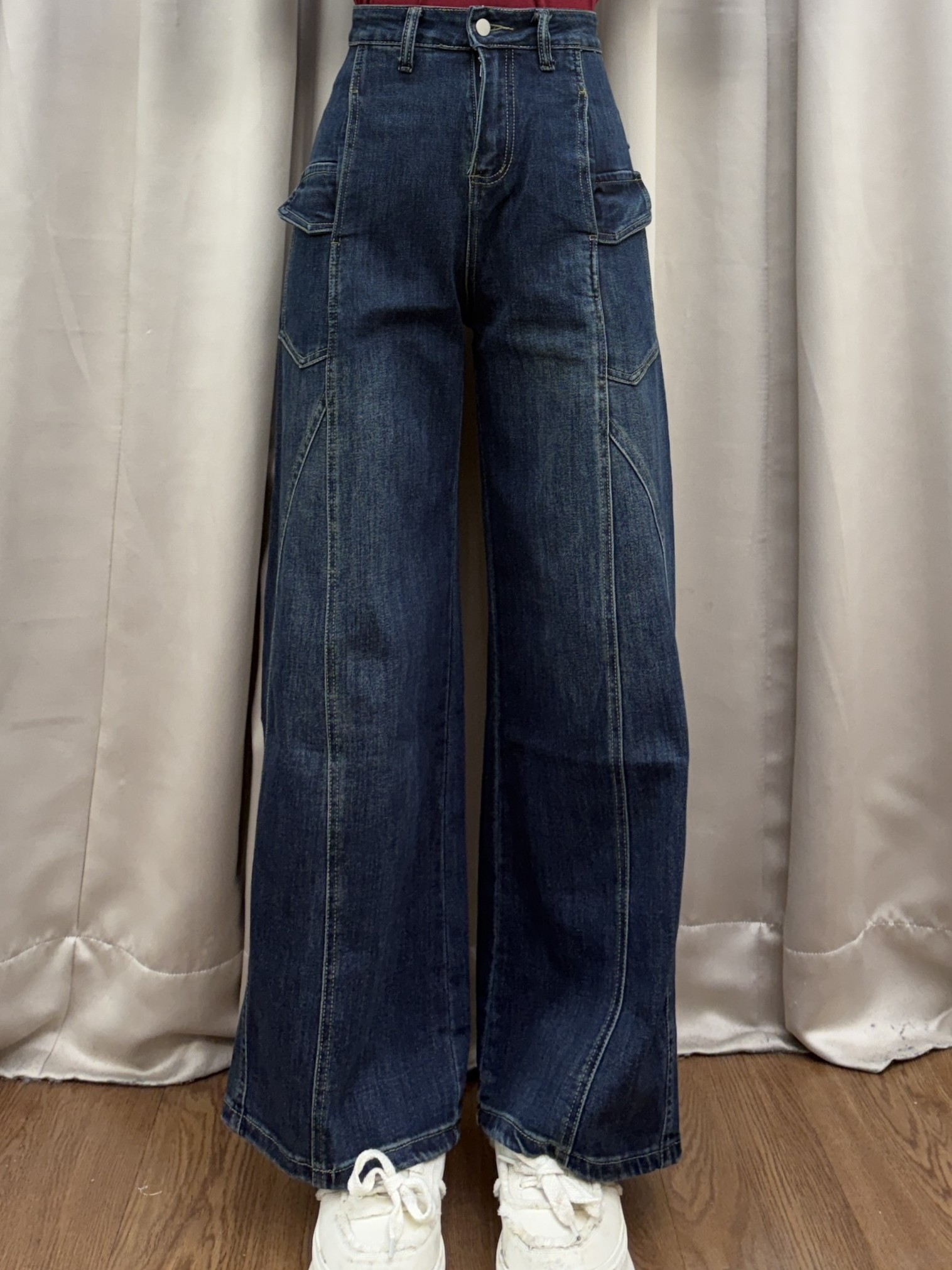 美式街頭大口袋直筒褲