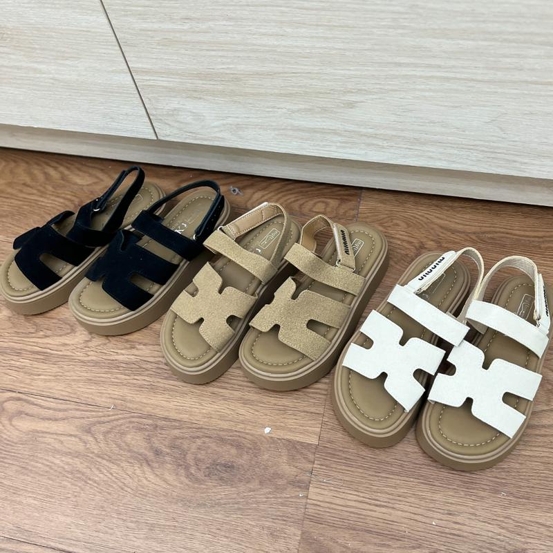 麂皮H拖增高涼鞋版