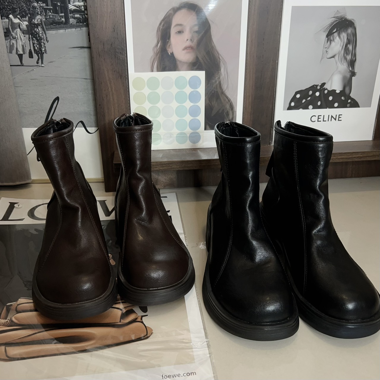 經典簡約低跟短靴