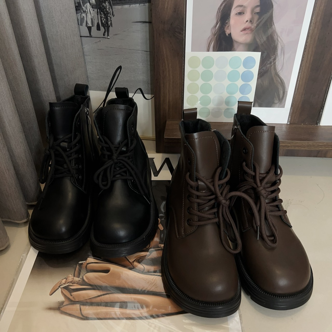 率性綁帶厚底短靴