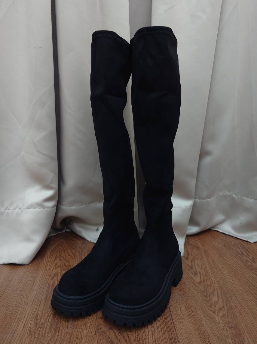 素色絨面過膝長靴<首周限定優惠$1313中>