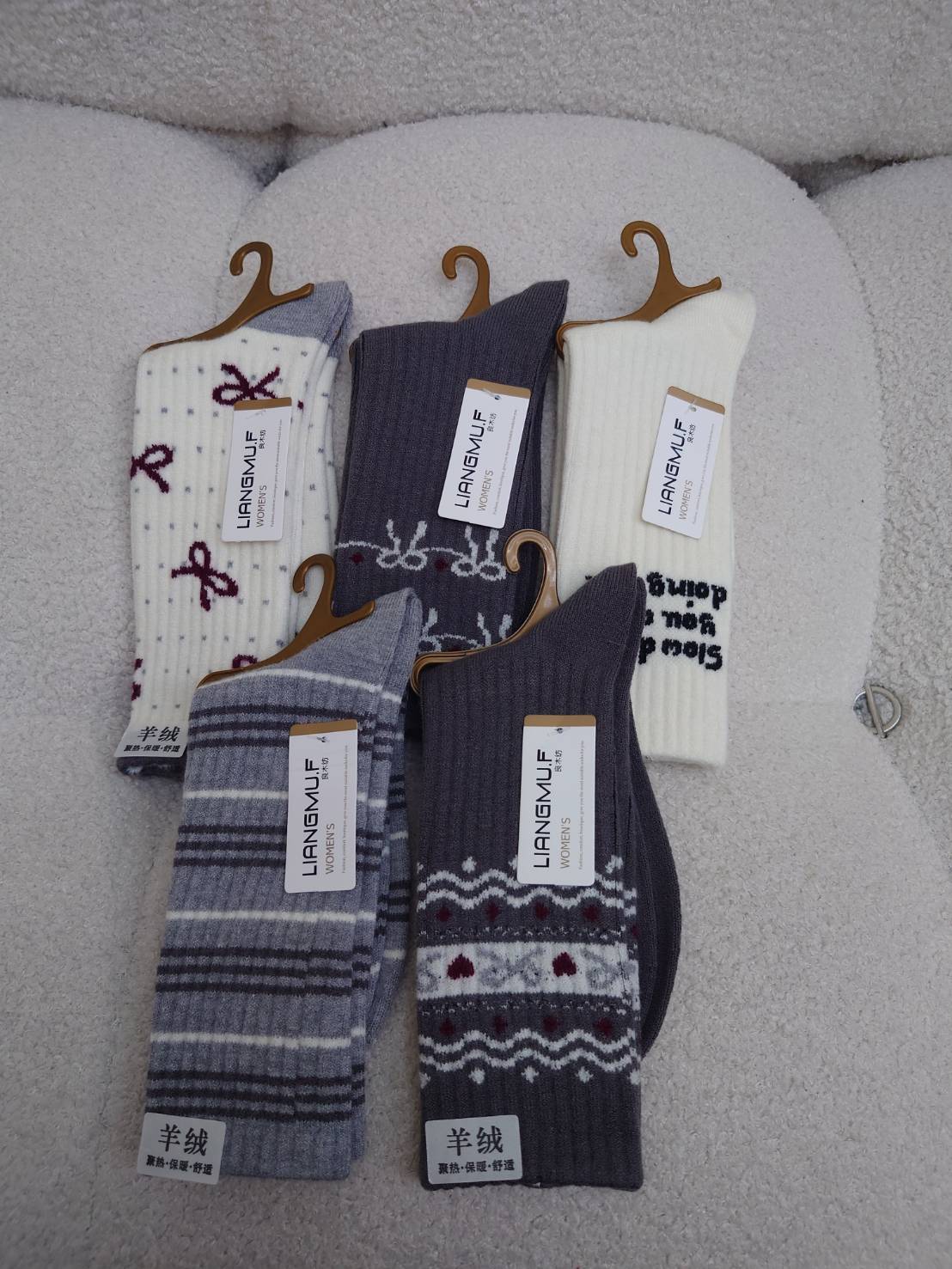 秋冬羊絨保暖女襪組(5入)(限時開團優惠周邊)