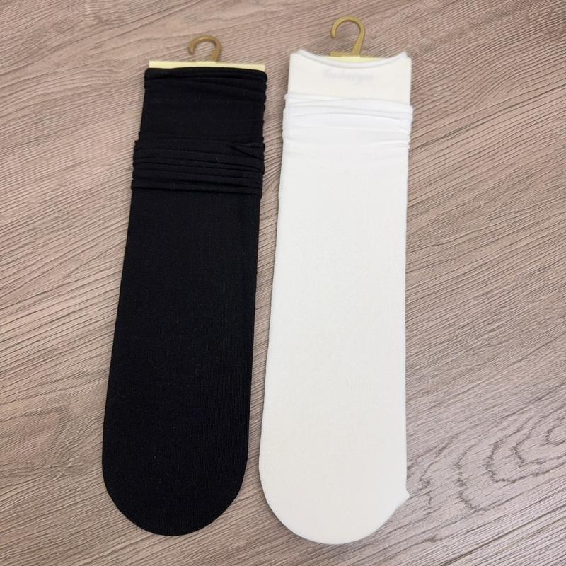 彈力捲邊質感堆堆襪(2入組)