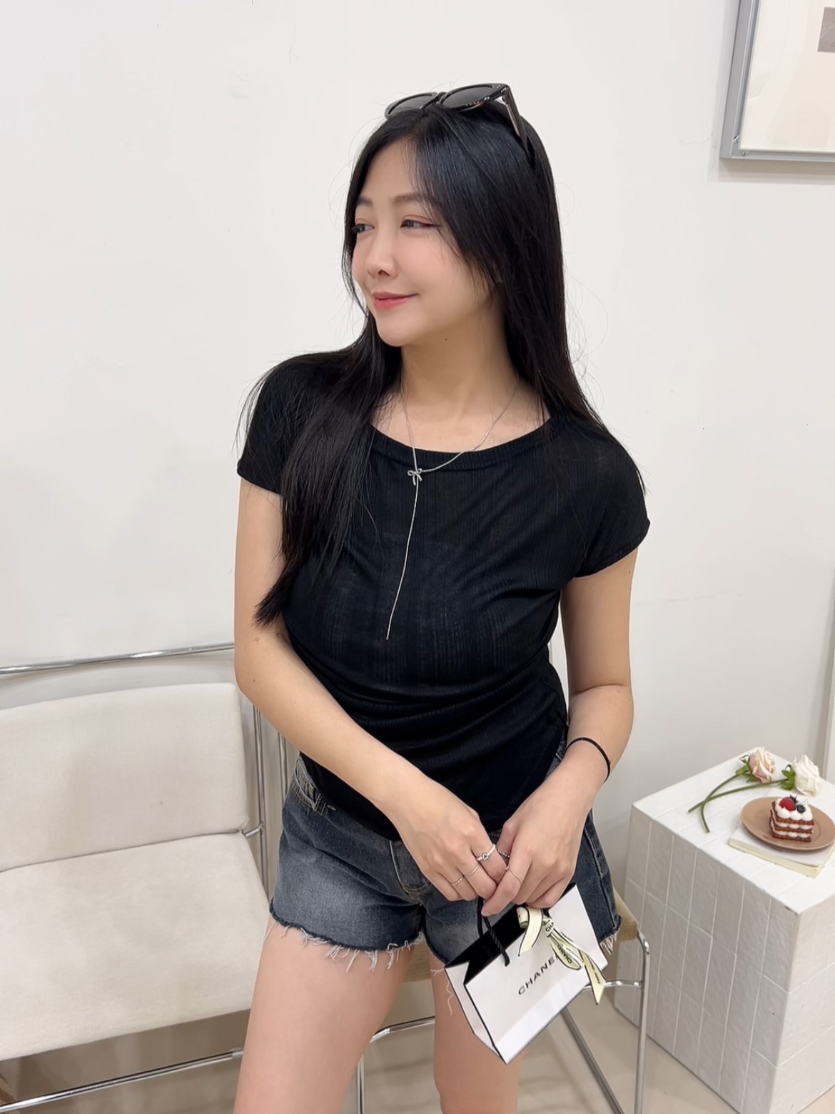 韓國收腰顯瘦純慾氣質短袖上衣