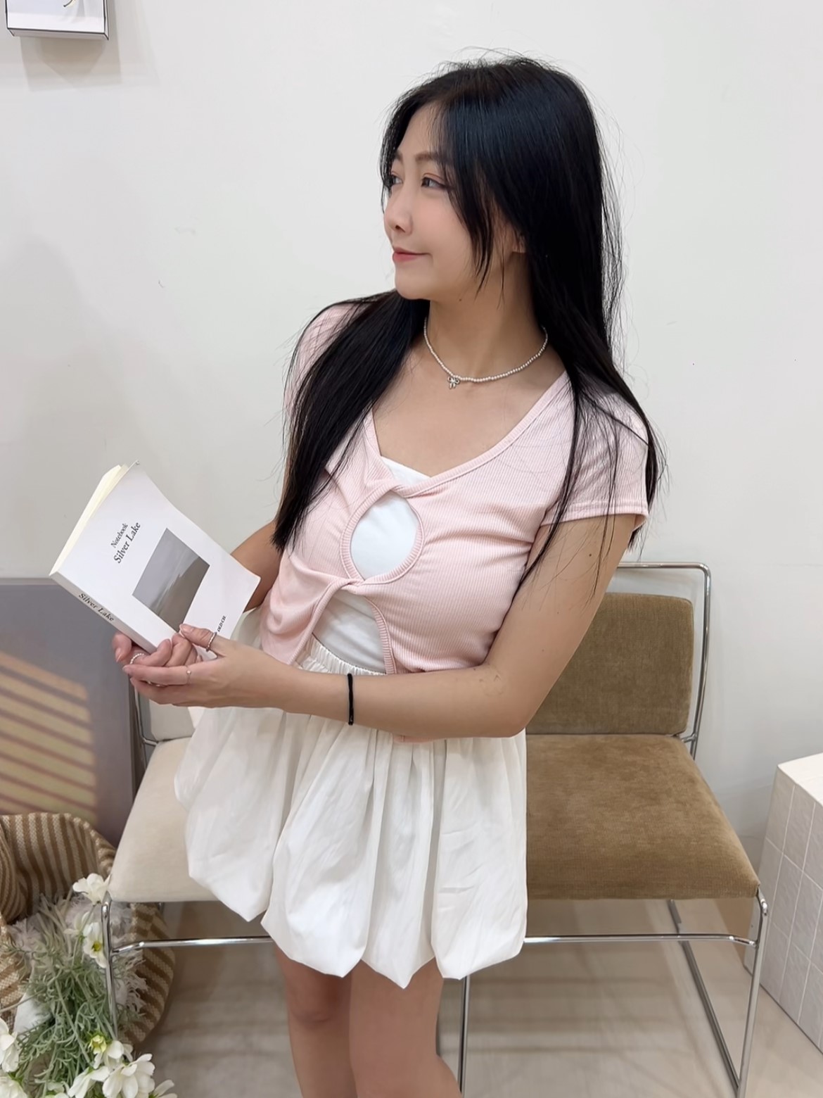 韓國歐巴設計二件式緞帶小性感上衣